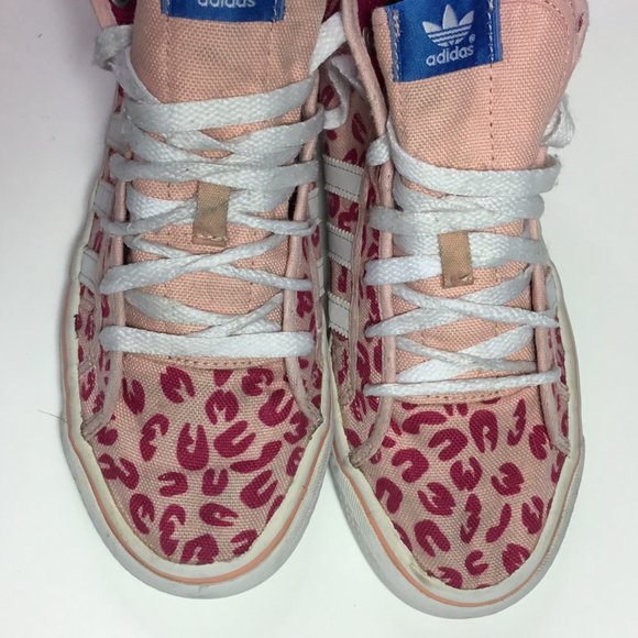 Adidas Girl's High Top Sneakers Pink Cheetah Pattern Size 5 GUC - Picture 5 of 9